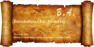 Bendekovits Aladin névjegykártya